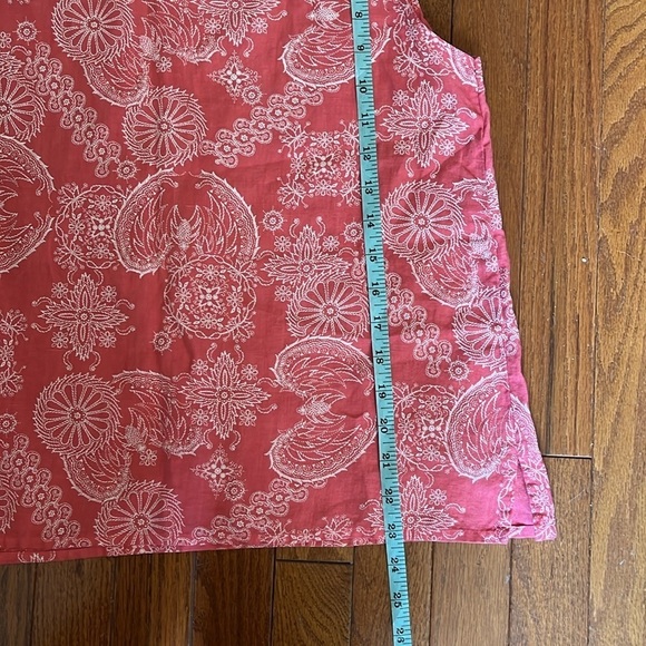 Habitat | Coral Paisley 100% Linen Tank Top Size Medium Lagenlook Boho Floral - Picture 9 of 9